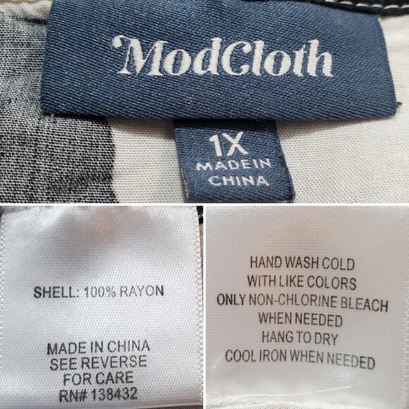 ModCloth flowy mini shift dress adjustable shoulder ties floral print, size 1X - Picture 7 of 9